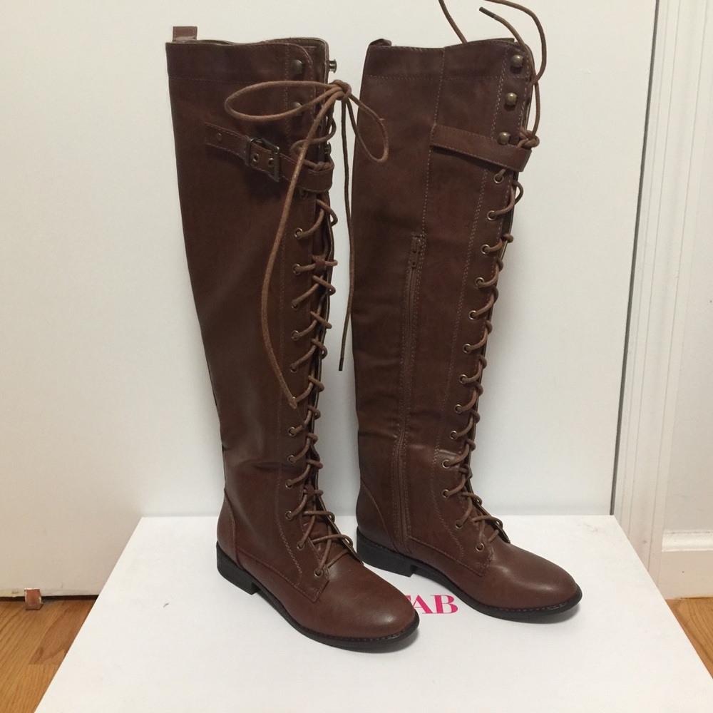 JustFab Knee High Combat Boots